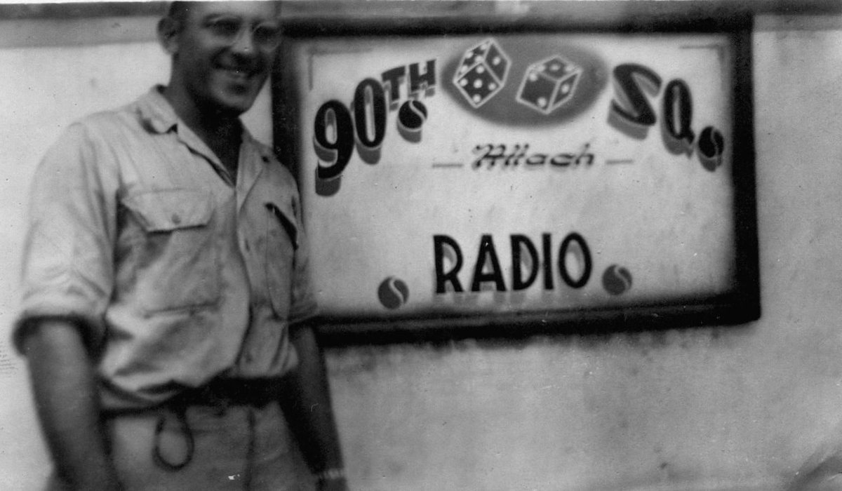 Allen at the 90th Bomb Squadron radio sign.