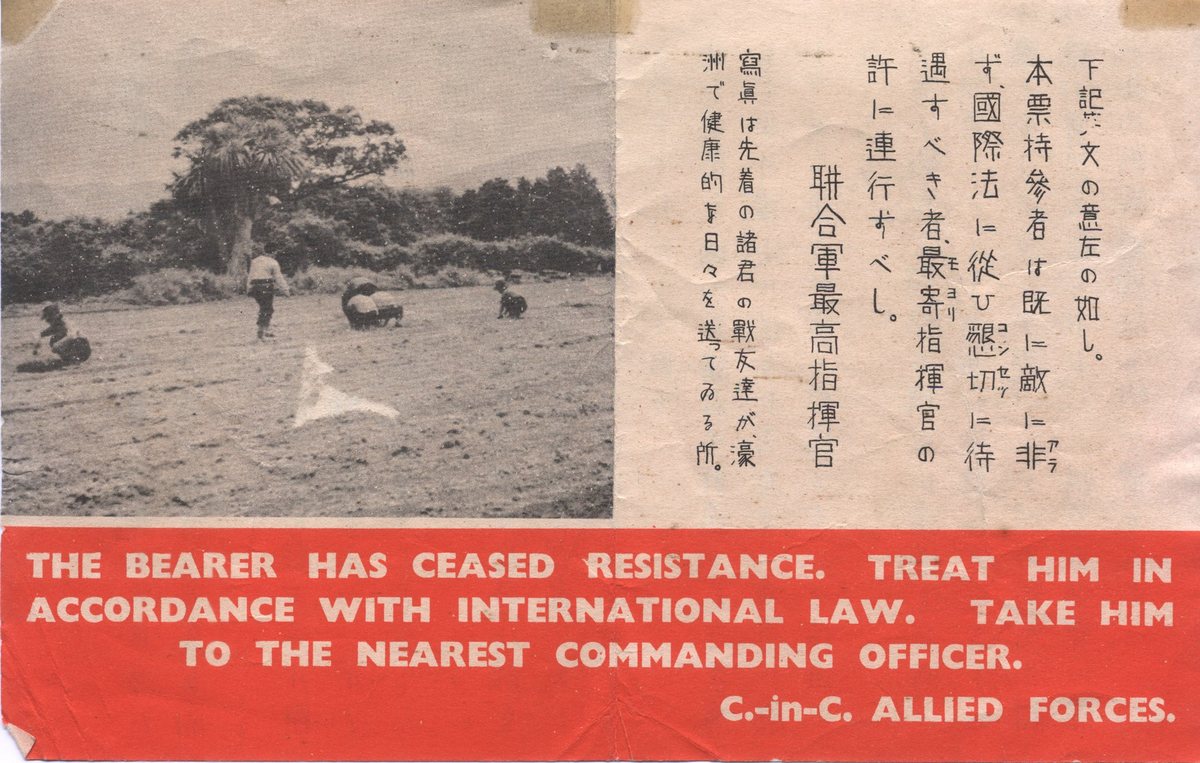 The surrender pass Allen describes: “The bearer has ceased resistance...”