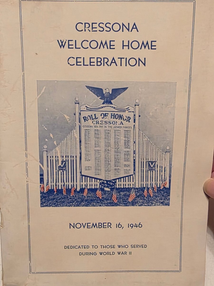 Program for the Cressona Welcome Home Celebration, November 16, 1946, “dedicated to those who served during World War II.”