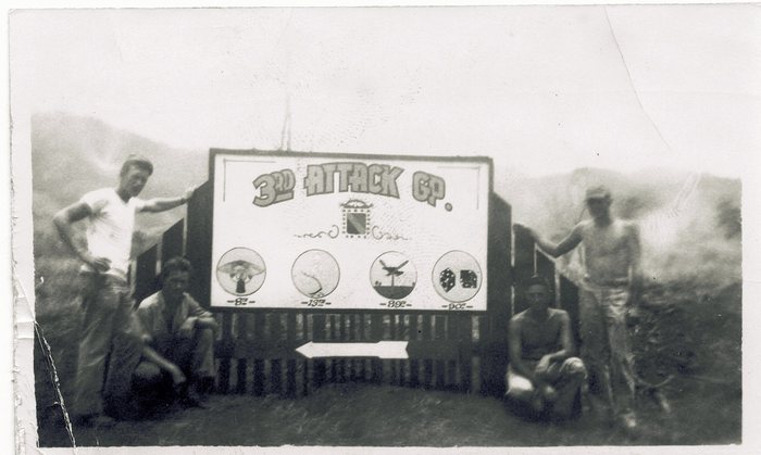 The “3rd Attack Gp” sign, with all four squadron insignia: 8th, 13th, 89th, 90th.