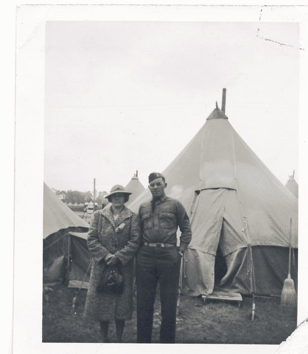 Allen with an older woman — likely his mother, visiting camp.